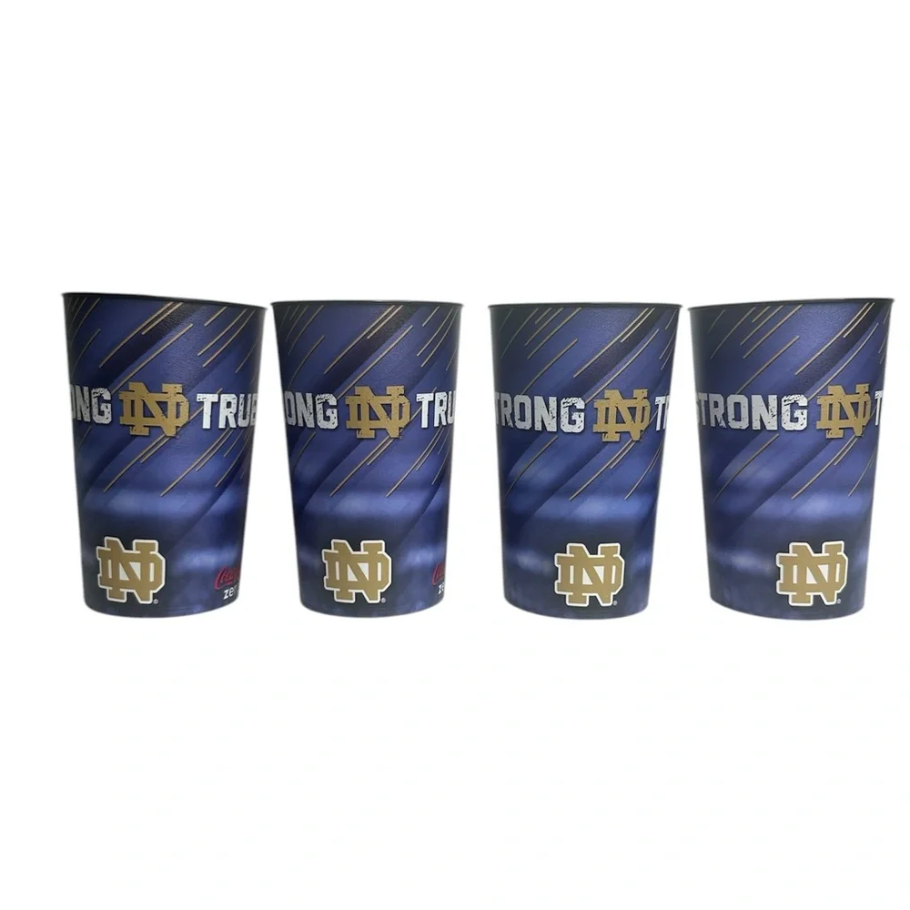 Notre Dame Strong ND True Football - 4 plastic cups 32 oz Coca Cola Zero